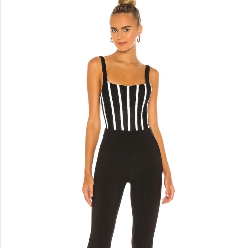 Misha collection kyanni striped corset mesh style bodysuit. So flattering